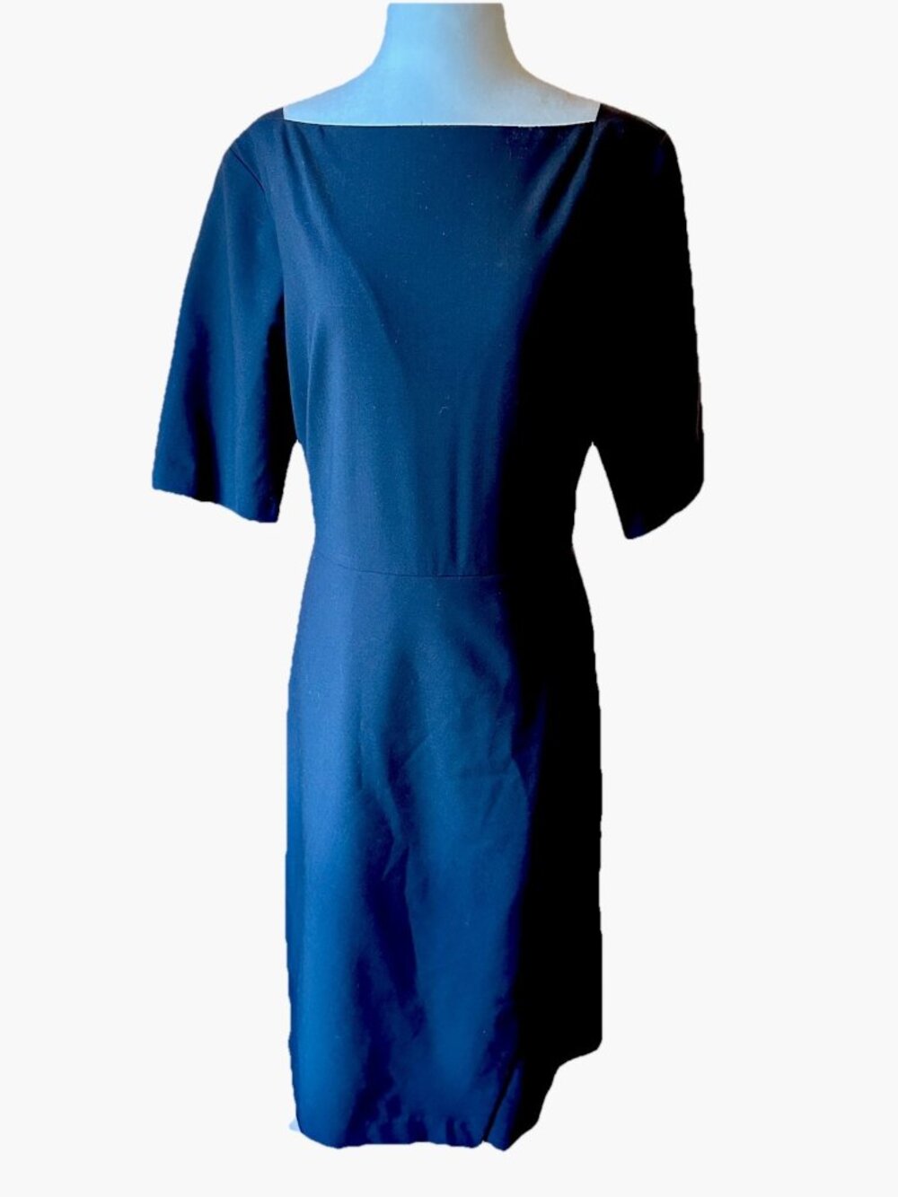 Banana Republic Madmen/50s  Black Cap Sleeve Wool Dress, Size 12